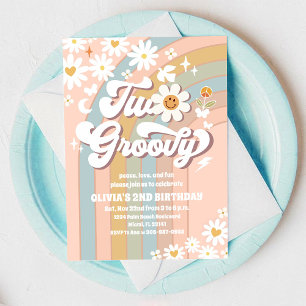 Deux invitations d'anniversaire Groovy Daisy