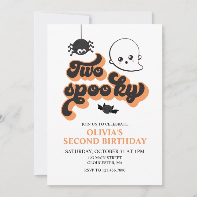 Deux invitations d'anniversaire Halloween effrayan (Devant)