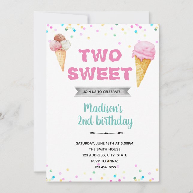 Deux invitations de glace sucrée (Devant)