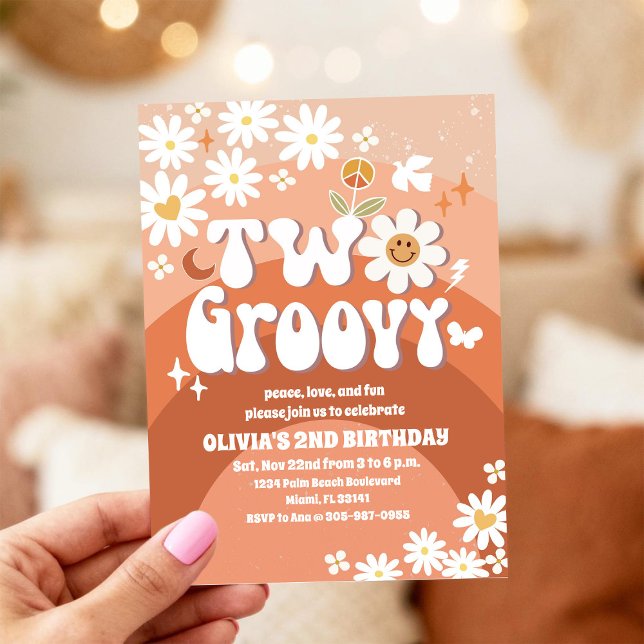 Deux invitations groovy pour un 2ème anniversaire (Créateur téléchargé)