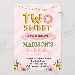 Deux invitations pour l'anniversaire de beignes