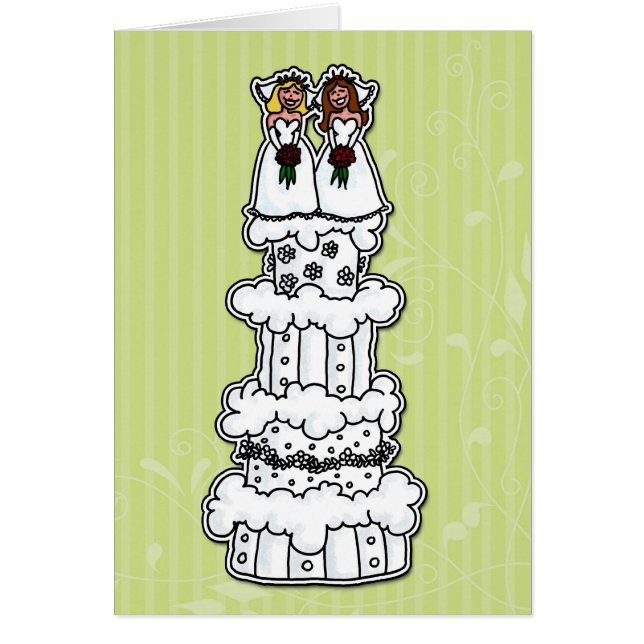 Deux jeunes mariées sur le gâteau de mariage (Devant)