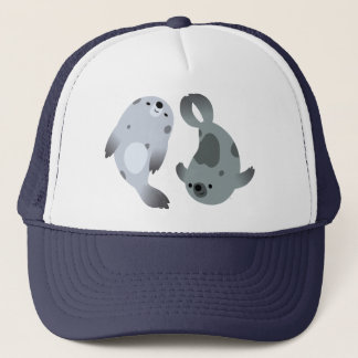 Deux Joli Casquette de sceaux de caricature de la
