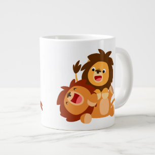 Deux Jolies caricatures Lions Jumbo Mug