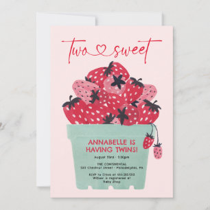 Deux Jumeaux doux Baby shower Invitation fraise
