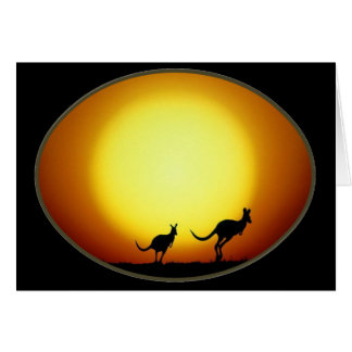 Deux kangourous silhouettés dans une conception