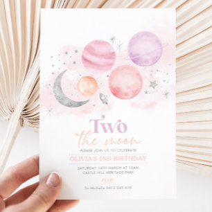 Deux La Lune 2e Invitation Anniversaire Fille Arge