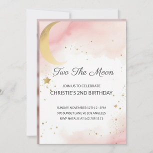 Deux La Lune : 2e Invitation Anniversaire Rose, Or