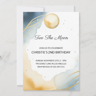 Deux La Lune 2e Invitation Fille Anniversaire