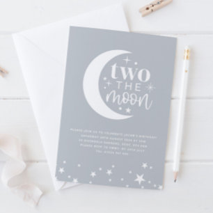 Deux La Lune Bleu Invitation Anniversaire
