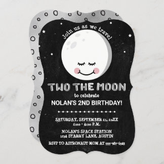Deux La Lune Galaxy 2e Invitation d'anniversaire
