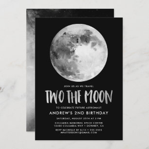 Deux La Lune Invitation de fête d'anniversaire