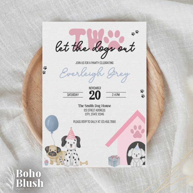 Deux laissez les chiens sortir | Carte d'invitatio (Créateur téléchargé)