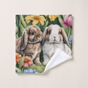 Deux lapins de lapin de lapin de petite lop