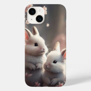 Deux lapins mignons avec sakura iPhone 14 coque