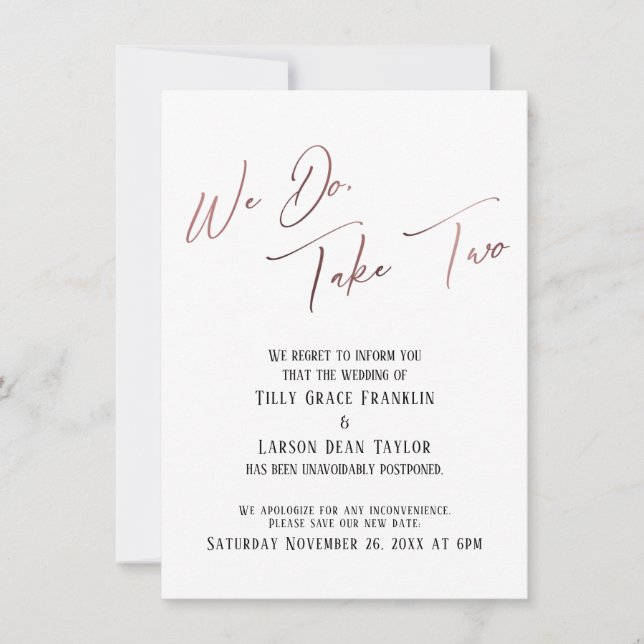 Deux : Le Faire-part Mariage retardé (Devant)