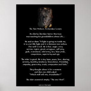 DEUX LOUPS CHEROKEE HISTOIRE Wolf Art Poster