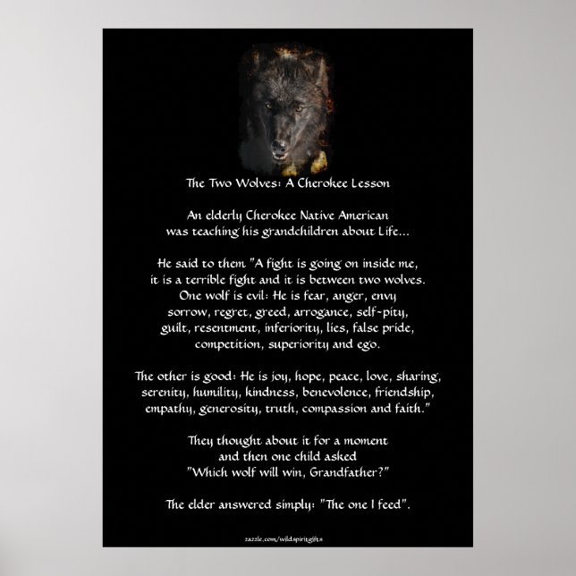 DEUX LOUPS CHEROKEE HISTOIRE Wolf Art Poster (Devant)