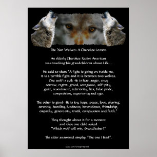 DEUX LOUPS CHEROKEE HISTOIRE Wolf Art Poster