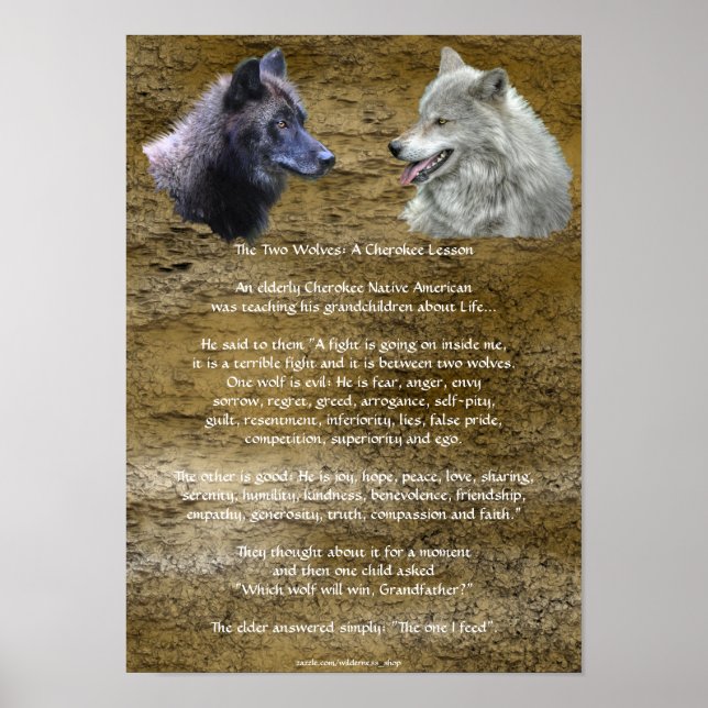 DEUX LOUPS CHEROKEE TALE Poster d'art (Devant)