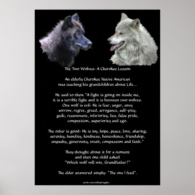 DEUX LOUPS CHEROKEE TALE Poster d'art (Devant)