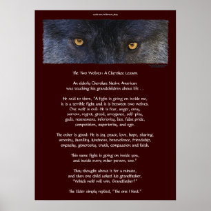 DEUX LOUPS CHEROKEE TALE Poster d'art