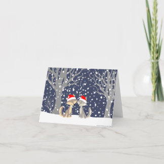Deux loups en hiver carte pour notes de Noël