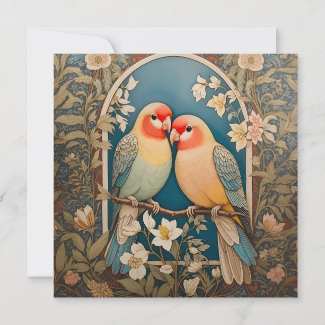 Deux Lovebirds Vintage Floral élégant (Devant)