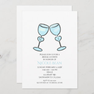 Deux Lunettes de vin de coeur Invitations de douch
