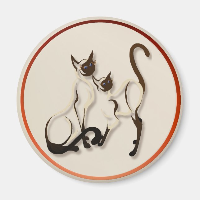 Deux Magnets de chats siamois (Devant)