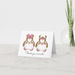 Deux mariées mariage ours en peluche merci cartes