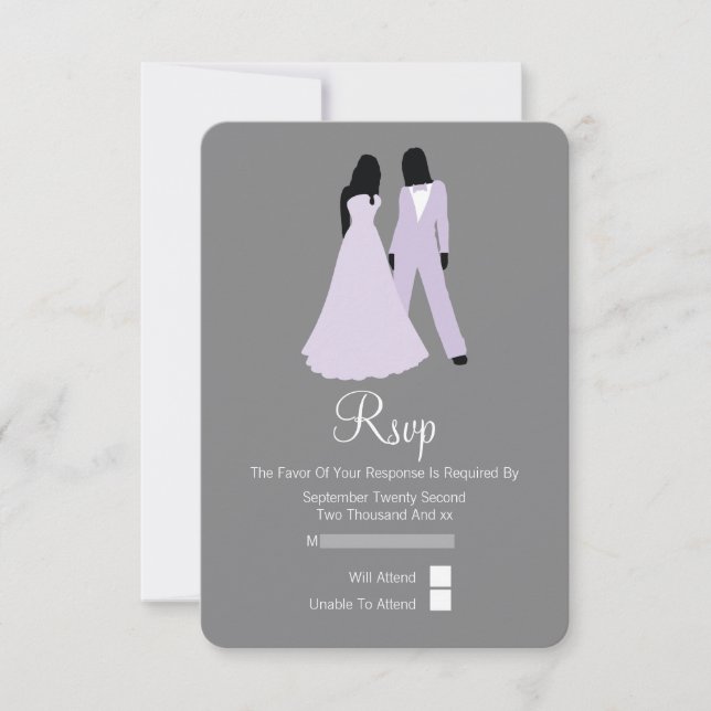 Deux Mariées Mariage RSVP (Lilac Et Grey) (Devant)