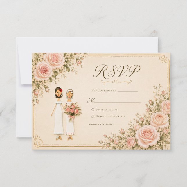 Deux Mariées Vintage Blush RSVP (Devant)