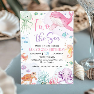 Deux Mer mignon Animaux Océaniques Invitation Anni