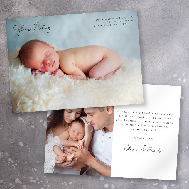 Deux Merci photo Faire-part bébé (Créateur téléchargé)