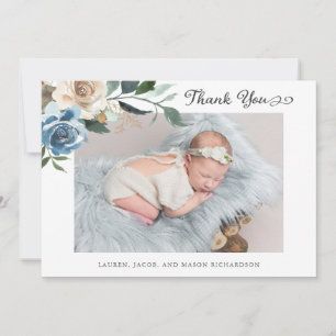 Deux Mercis floral de faire-part de naissance de