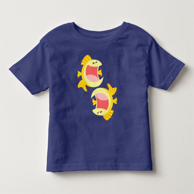 Deux mignonnes T-shirt Poisson Carton Bébé (Devant)