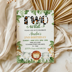 Deux mignons animaux sauvages Safari Invitation An