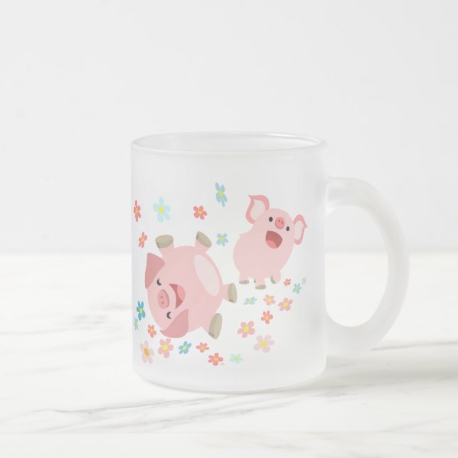 Deux mignons cochons de caricature dans la Mug déc (Droit)