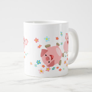 Deux mignons cochons de caricature dans la Mug Jum