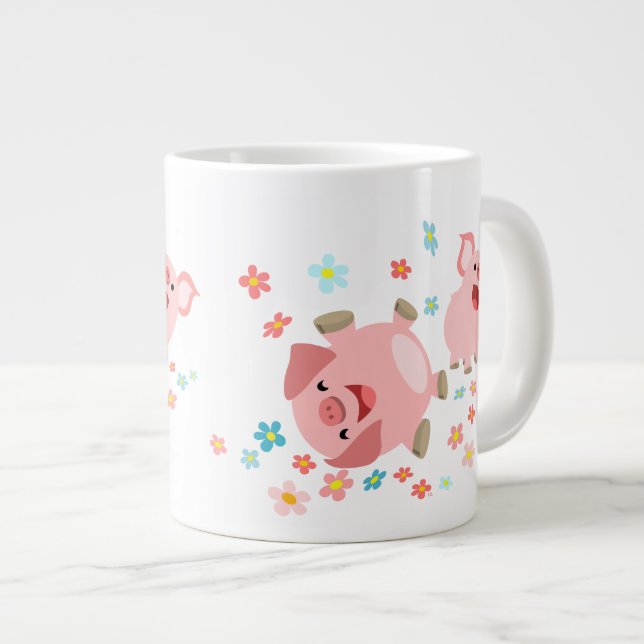 Deux mignons cochons de caricature dans la Mug Jum (Devant droit)