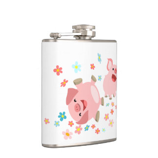Deux mignons cochons de dessin dans le flacon de h