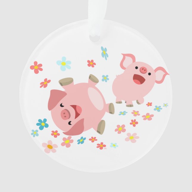 Deux mignons cochons de dessin en ornement acryliq (devant)