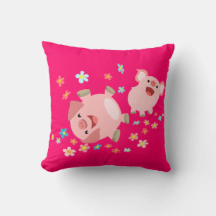 Deux mignons cochons en Coussin de printemps