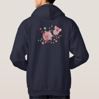 Deux mignons cochons en Sweat - shirt à capuche de