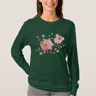 Deux mignons cochons en T-shirt femmes printemps