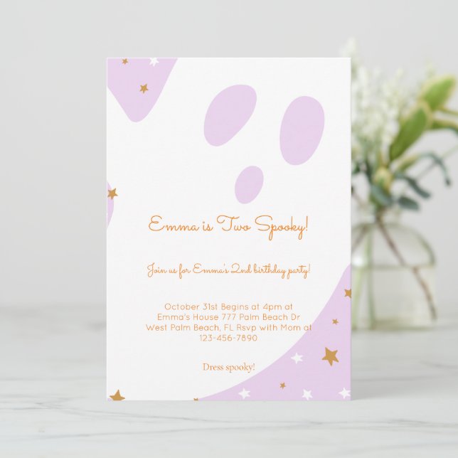 Deux mignons Halloween Éffrayant Invitation Annive (Debout devant)