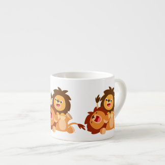 Deux mignons Lions Cartoon Jouer Espresso Mug