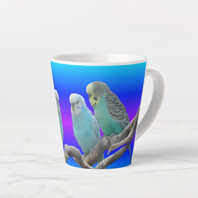 Deux Mignons Oiseaux Budgerigaires Latte Mug (Angle droit)