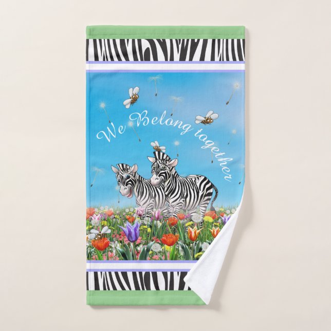 Deux mignons zèbres marchant ensemble été (Serviette à main)